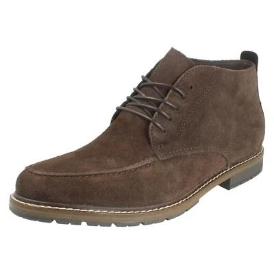 Herren Rieker '13700' Braunes Wildleder Leder Freizeit Schnürsenkel Stiefel