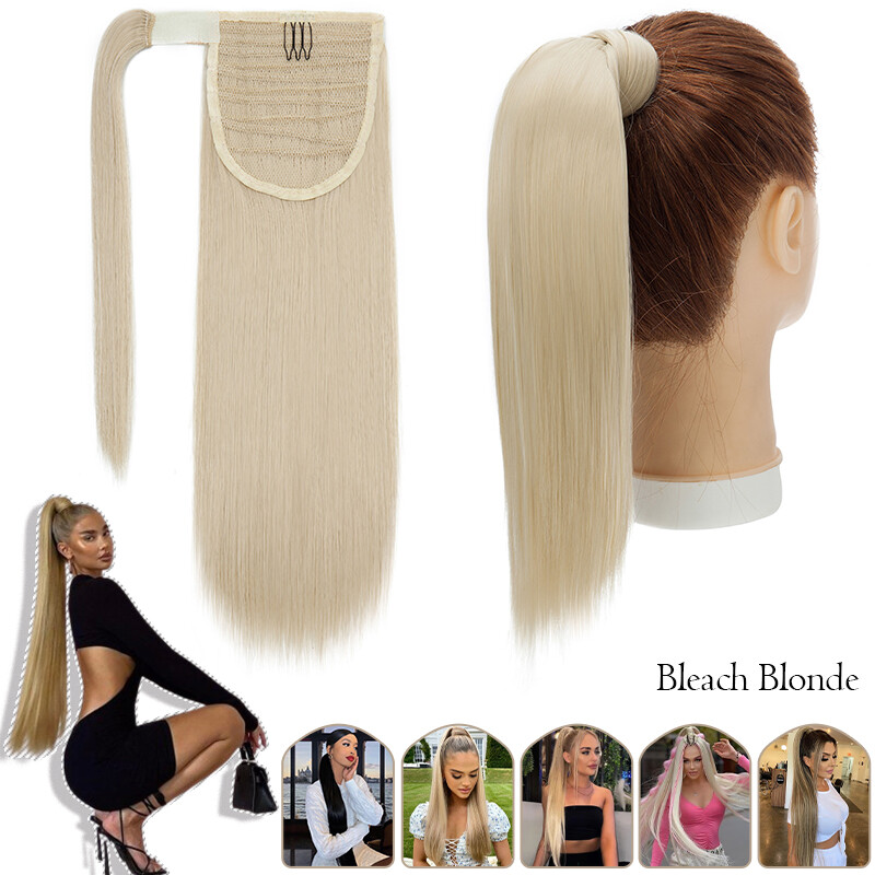 Pferdeschwanz Haarverlängerung Clip-in, 43 Cm Wellig Mittelblond – Synthetisch & Hitzebeständig