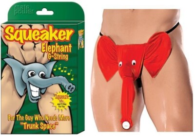 SQUEAKER ELEPHANT G STRING UNDERWEAR NOVELTY GAG GIFT MALE POWER ONE SIZE RED