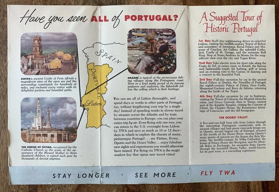 Original RARO TWA Guía de Lisboa de la década de 1950 arte por Bob Peak Lito 153/275 Foto 3 de 4