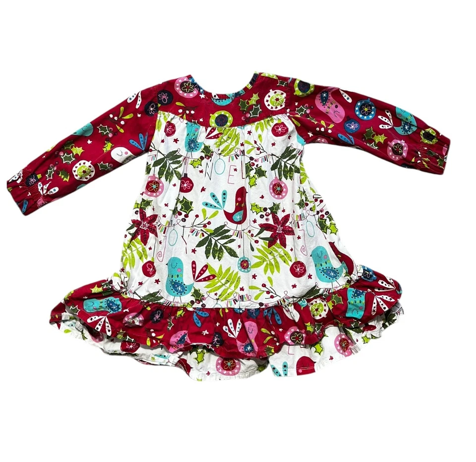 Vestido de Navidad para niñas JELLY THE PUG talla 5 caprichoso volante algodón jersey Foto 2 de 4