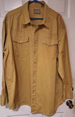 C.E. Schmidt Workwear Mens Western Shirt 2XLT Gold Long Sleeve Pearl Snaps
