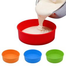 4/6/8/10" Silicone Round Bread Mold Cake Pan Muffin Bakeware Baking Tray Tool UK