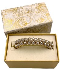 Charter Club Pearl Stone Bangle Bracelet Crystal White Gold NWB