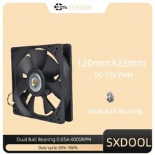 120mm x 120mm X 25mm DC 12V Dual Ball Bearing PWM Cooling Fan, 4000 RPM, Iron-Co
