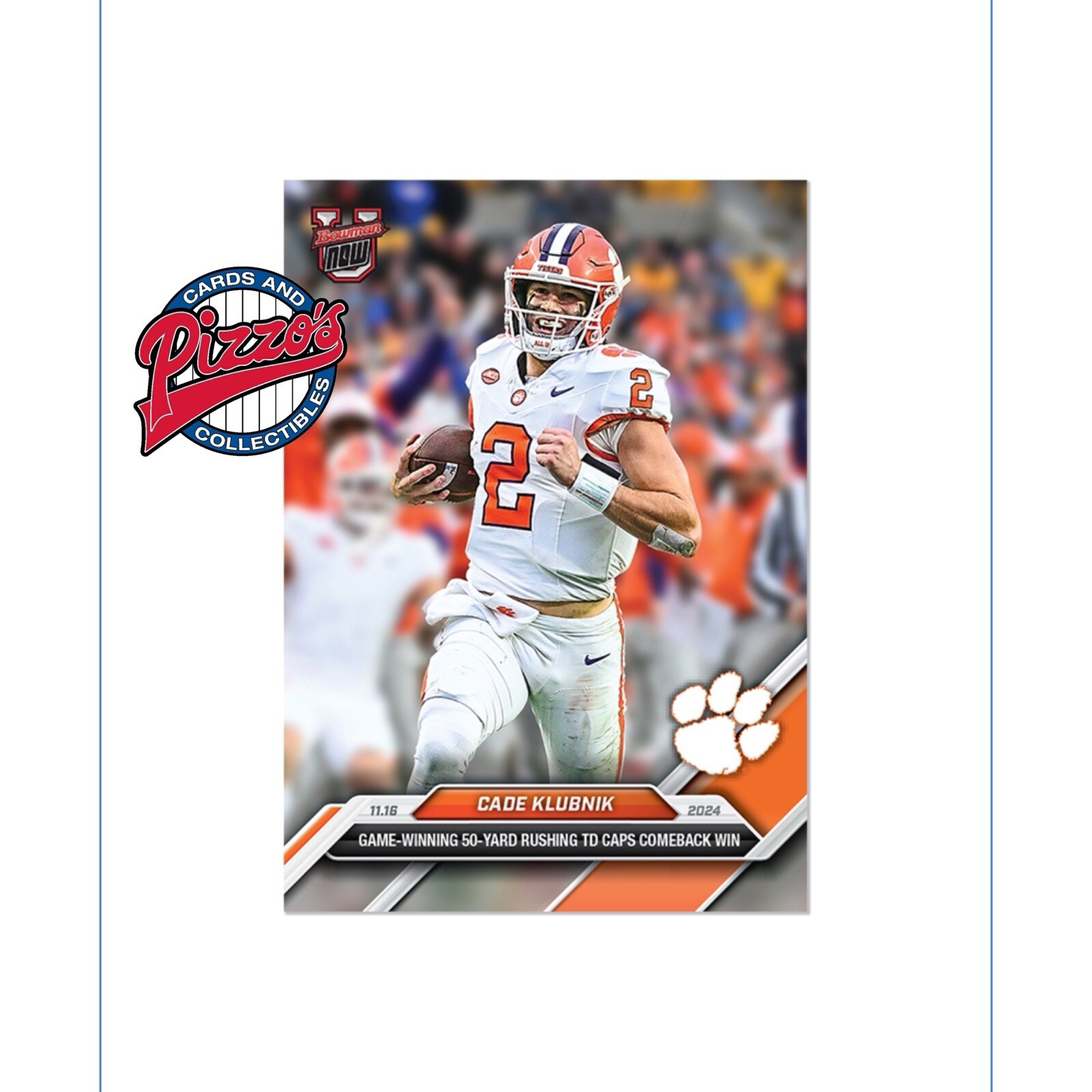 Cade Klubnik Clemson 50 Yd Rushing TD 2024 Bowman U NOW Football Card 42 In Hand