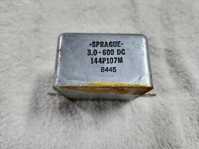 Sprague Paper Oil 3 uf 600 VDC Bathtub Capacitor, NOS