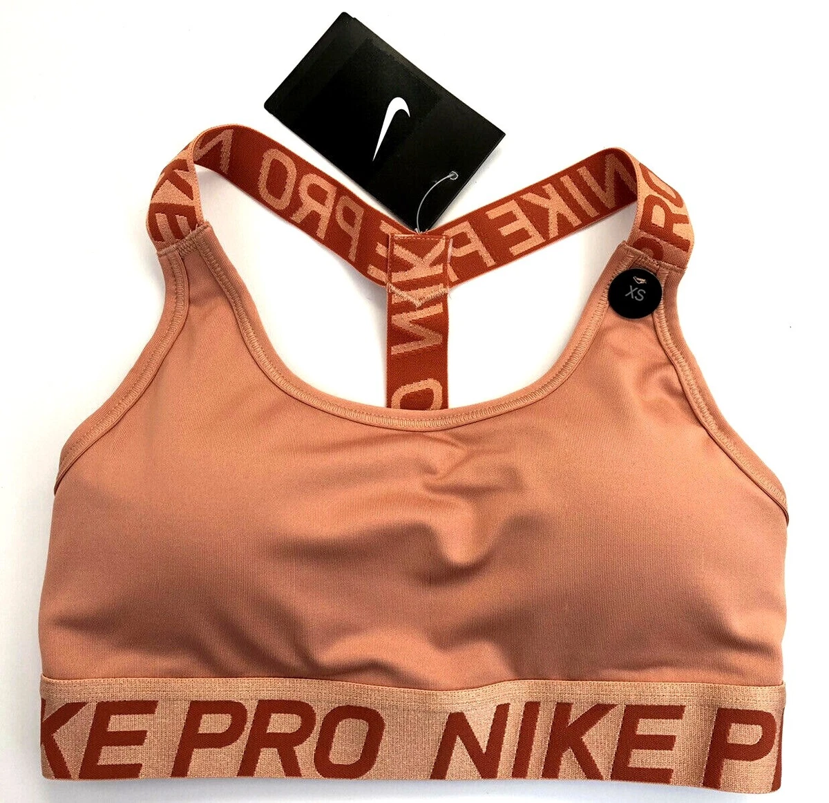 Nike Classic Pro T-Back Sports Bra Extra Small XS Medium Support ROSE GOLD  BNWT