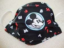 FACE MASK - ADULT - "MICKEY MOUSE ON BLACK" - NEW - REVERSIBLE - HOMEMADE