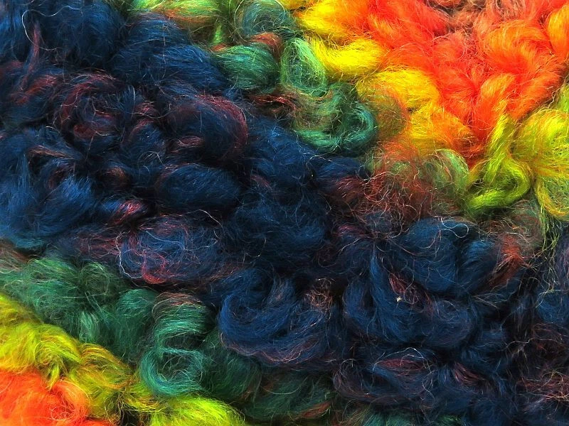 Lote de 2 hilos de lana Boucle hilo mágico súper voluminoso 2x150 g verde amarillo naranja azul Foto 2 de 4