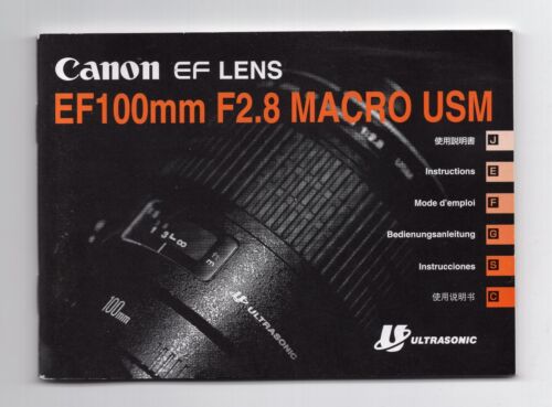 Canon EF 100mm f/2.8 Macro USM (2002) Camera Lens Instruction Manual / Guide - Picture 1 of 7