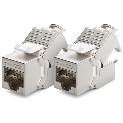 2x CAT8 Keystone Jack Modul STP werkzeuglos RJ45 LAN Adapter Netzwerk Patchkabel