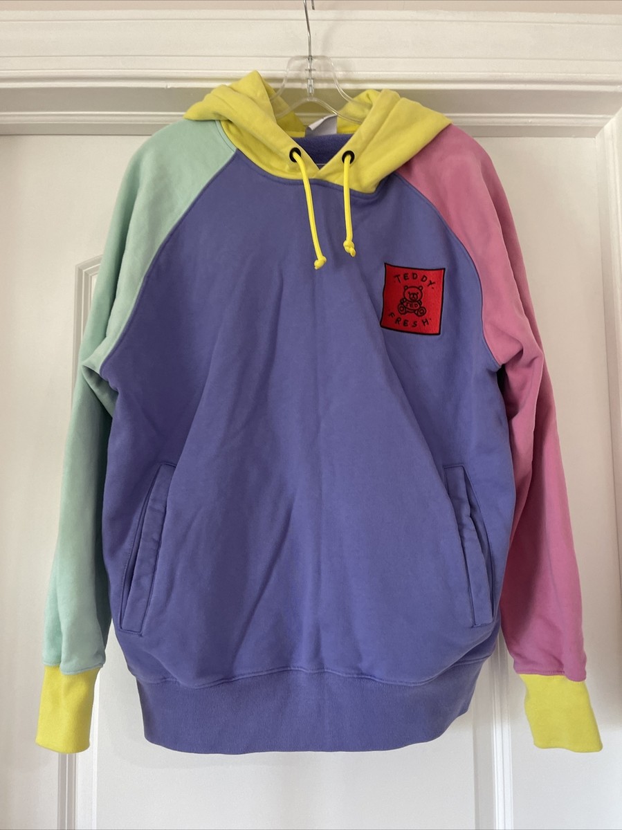Teddy Fresh Womens Hoodie Pullover Sweatshirt Pastel Color Block