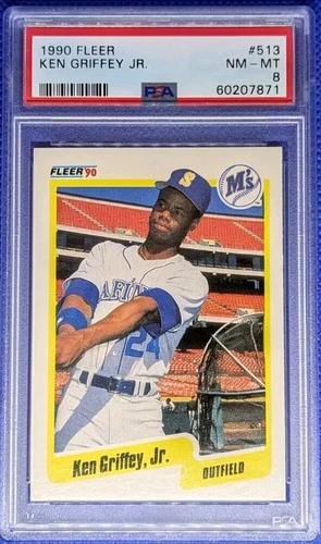 1990 Fleer KEN GRIFFEY JR #513 PSA8 Seattle Mariners