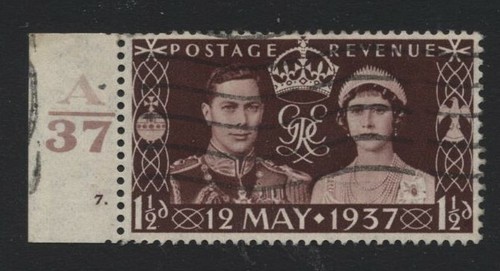 1937 1½d CORONATION 'PEARL IN ORB' CONSTANT VARIETY V.F.USED. SG 461