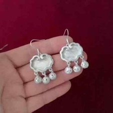 Tribal exotic cute accessory pure handmade Miao silver DIY embed earring 1pair