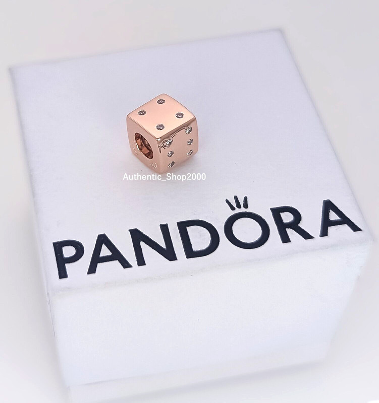 New 100% Authentic Pandora Rose Gold Lady Luck Sparkling Dice Charm 781269c01 - Product main view