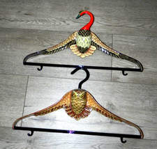 Hand Painted Canadian Goose and Owl Wide Shoulder Coat Clothes Hangers 17"