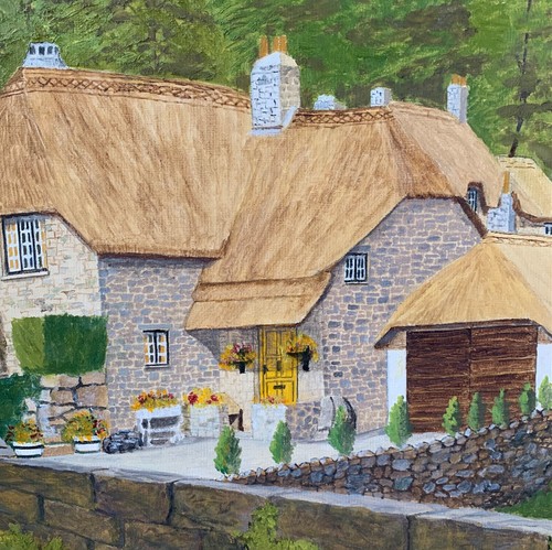 VINTAGE LANDSCAPE OIL PAINTING HOUSE GARDEN BUCKLAND IN THE MOOR DEVON R CHARLES - Picture 19 of 24
