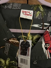 Hawaiian Aloha Shirt Barefoot In Paradise Mens Size XL Classic Car Gray MSRP $59