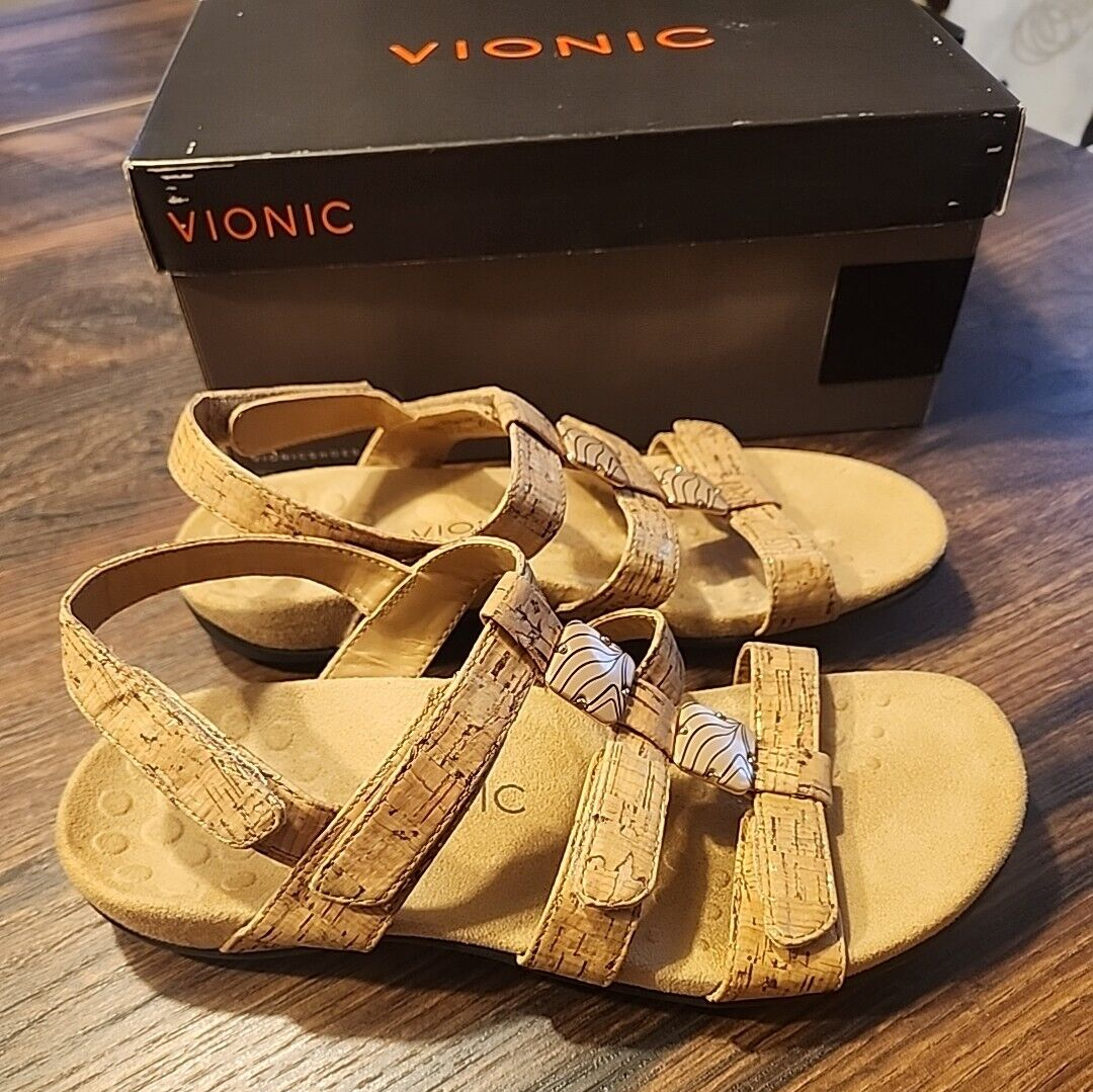 Vionic Rest Amber Sandals VIONIC Womens Rest Amber Gold/Cork
