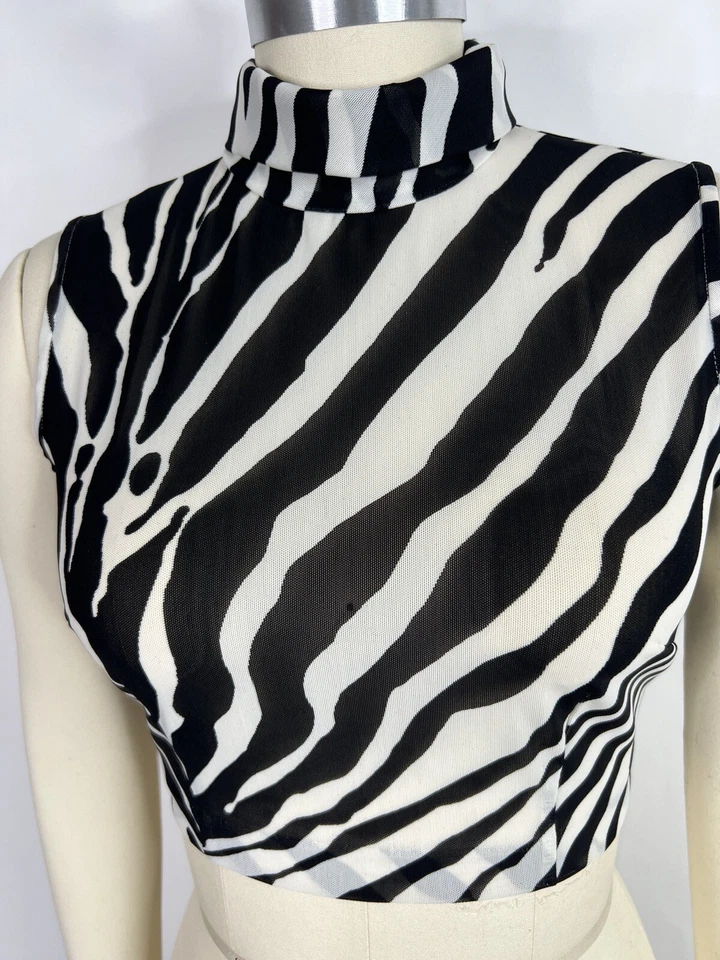 Top corto de nailon con estampado de cebra Dolce & Gabbana 44 L de colección Foto 2 de 4