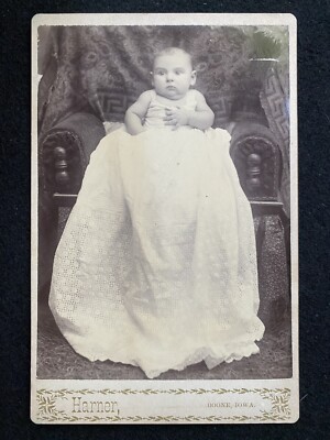 Boone Iowa IA Identified Cute Child Baby In White Antique Cabinet Photo