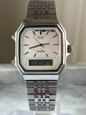 Seiko Silver Wave H449-5020 Men Quartz Silver Dial Watch Japan