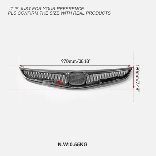 Real Carbon Fiber Front bumper grille For 2006-2008 FD2 Mugen2 Style - Foto 15 di 15