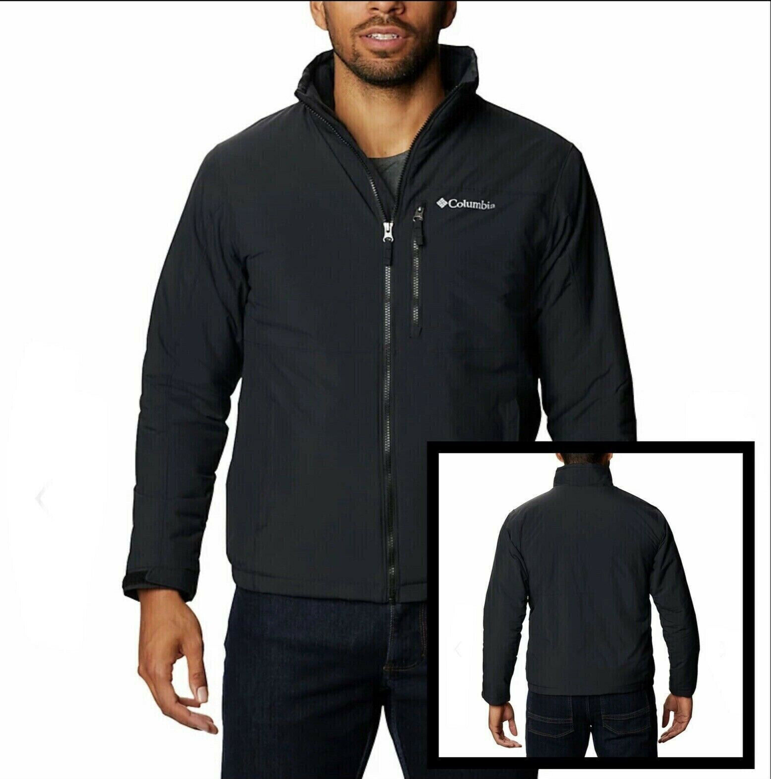 COLUMBIA MEN'S LIGHTWEIGHT FLEECE LINED NYLON JACKET (BLACK, XLARGE