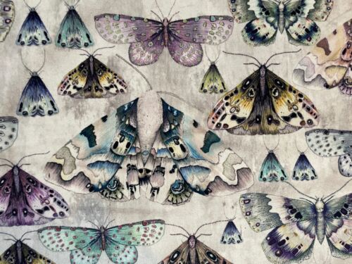 DESIGNERS GUILD Issoria butterflies cotton viscose velvet multi new remnant - Picture 3 of 3