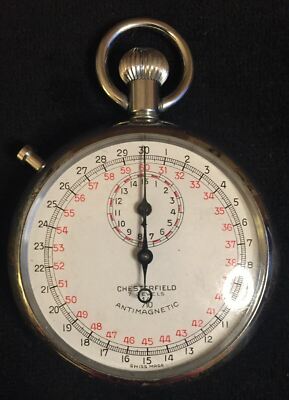Vintage Swiss Chesterfield 1/5 Antimagnetic Stopwatch Vintage Chesterfield 1/5 Antimagnetic Pocket Timer 101 PP  main image 3