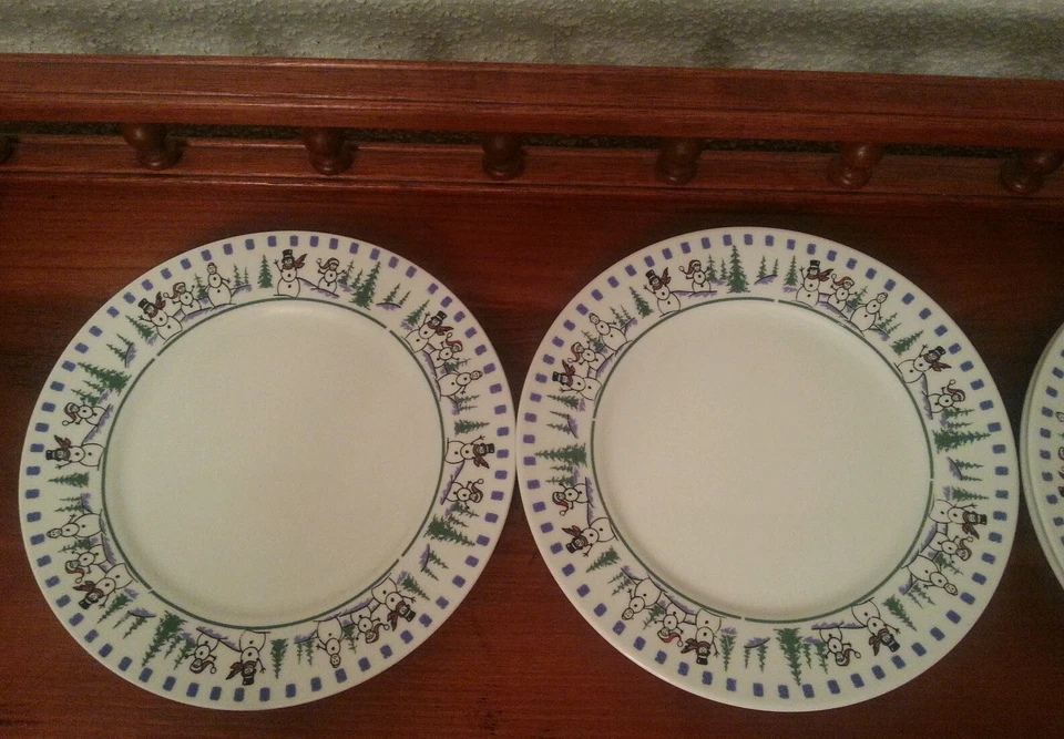 4 platos de postre Libbey vajilla muñeco de nieve y pinos ensalada almuerzo  Foto 2 de 4