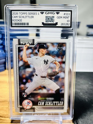 #ad 2026 Topps Series 1 Cam Schlittler Rookie GMG Graded 10 Gem Mint 💎 RC #111 $29.50