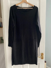 Black Wool Jigsaw Jumper Dress Medium