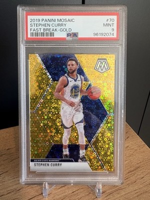 2019 PANINI MOSAIC FAST BREAK-GOLD #70 STEPHEN CURRY #/10 PSA 9