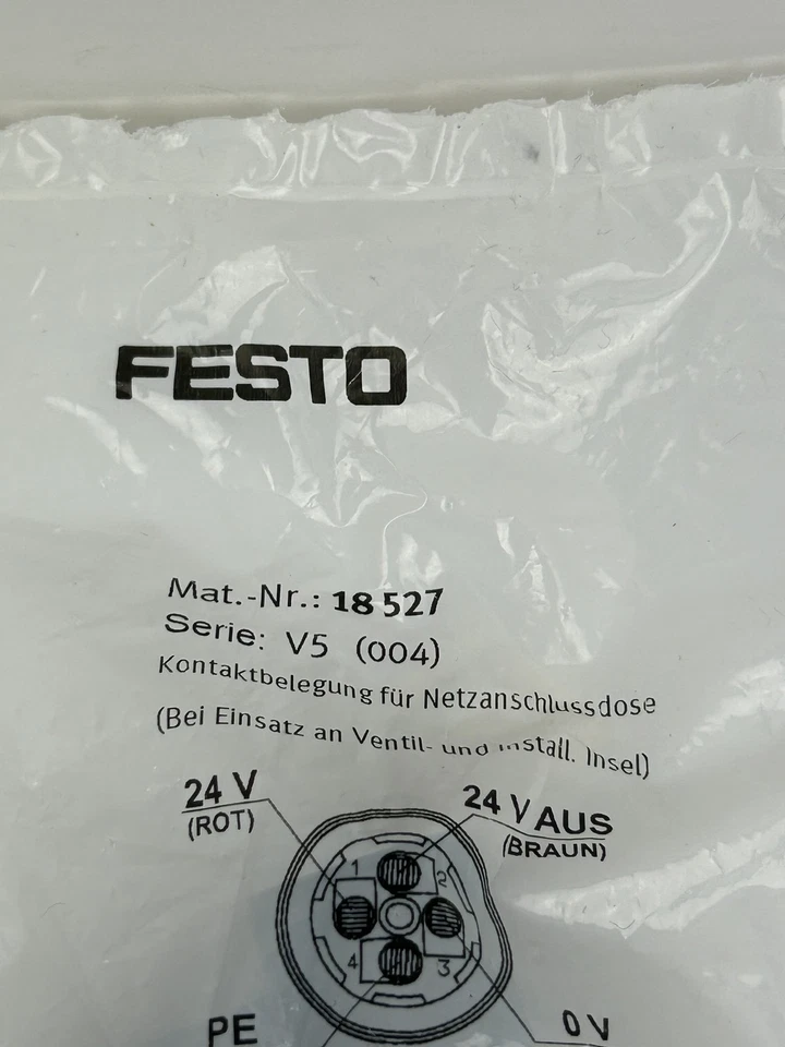 Festo 18527 Plug Socket Connector Series V5 - Bag of 2 - Image 2 of 4