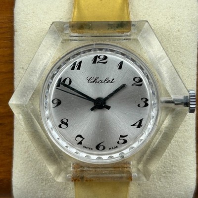 Vintage Chalet Swiss Mechanical Clear Acrylic Watch Vintage Chalet Watch 43mm Swiss Mechanical Watch Acrylic  main image 2