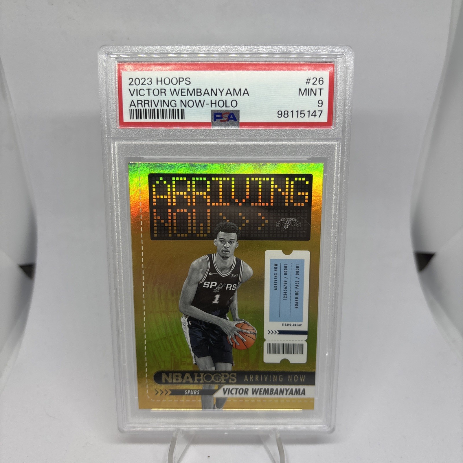 2023-24 Panini Hoops Victor Wembanyama Arriving Now #26 HOLO - PSA 9 Spurs