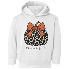 Thankful Leopard Pattern Pumpkin - Funny Thanksgiving Toddler Hooded Sweatshirt