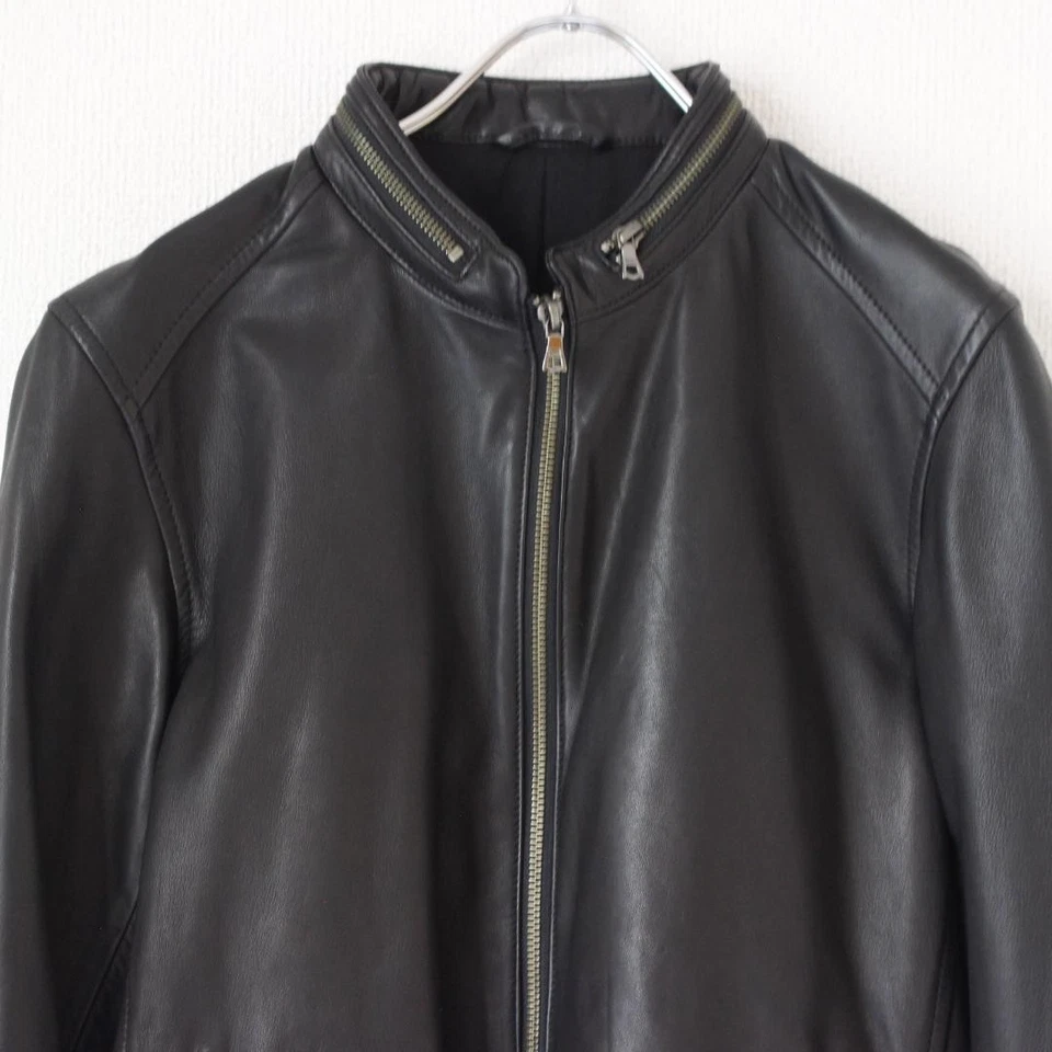 M Size Leather Jacket Beams Heart Lamb Black Single Riders - Image 2 of 4