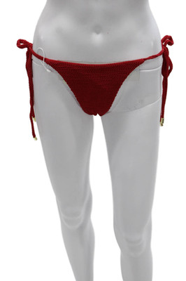Monday Swimwear Women Recycled Nylon Red Bikini Bottom Size PP