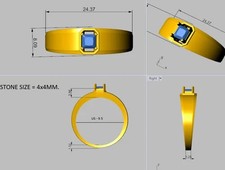 Men's 925 Sterling Silver Semi Mount Ring Setting Oval 4x4mm Gold Plated Jewelry