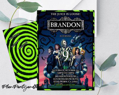 Beetlejuice Beetlejuice birthday invite 5x7 digital invite ready in 24 hours!