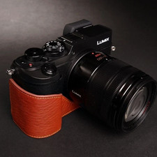 Genuine real Leather Half Camera Case bag cover for Panasonic GX8 Brown Handmade