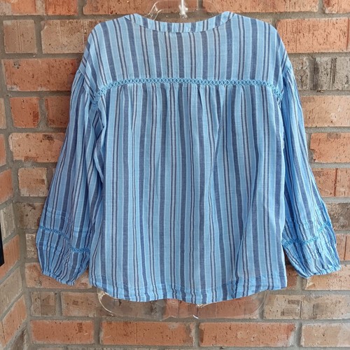 Lucky Brand Damen Top Bluse Knopfleiste Langarm blau gestreift Größe M - Bild 3 von 9
