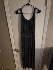 Ginger G. Grey Maxi Dress Rouched Waist Size XS Or S (28 In. Bust)