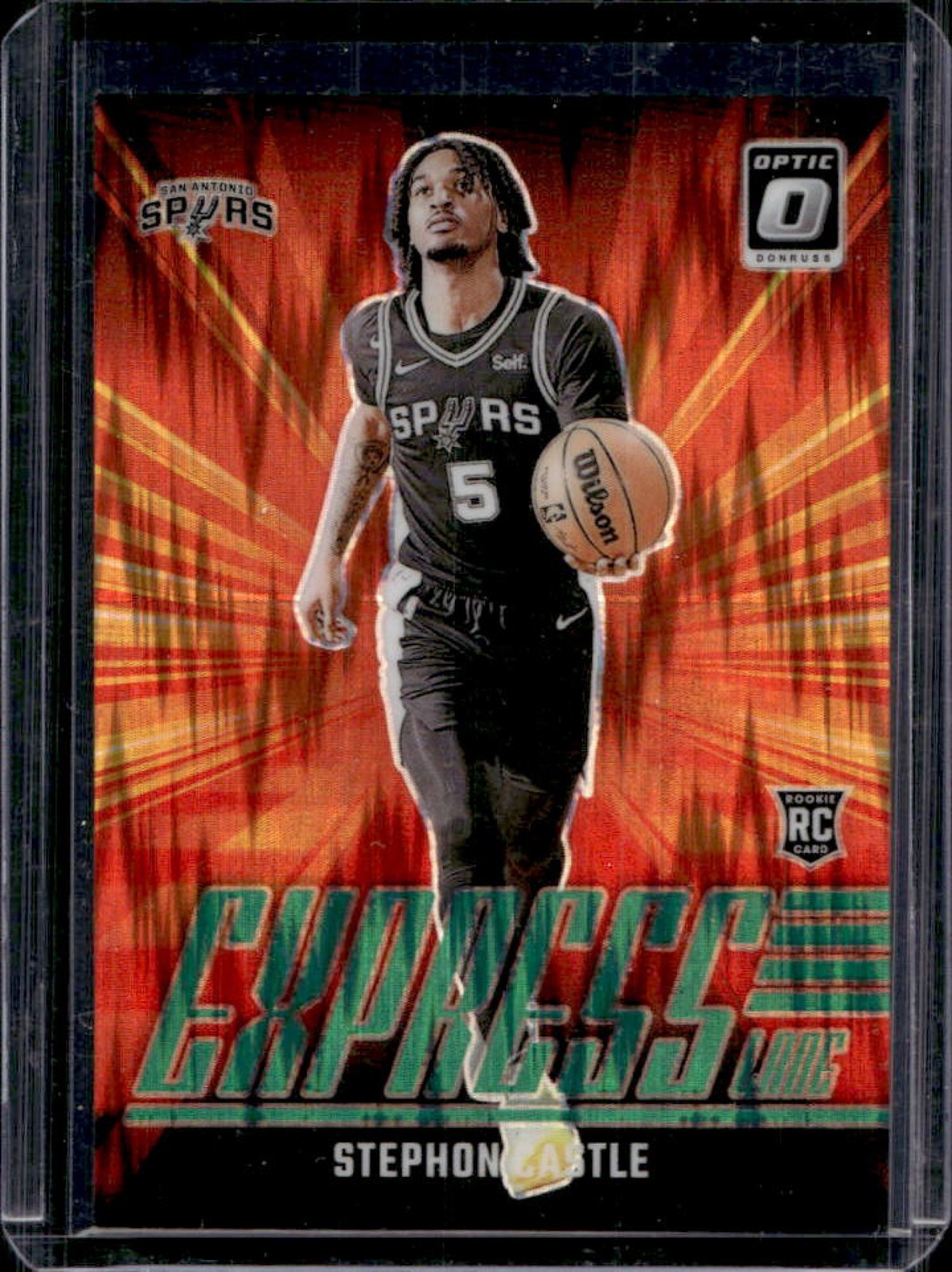2024-25 Donruss Optic Stephon Castle Express Lane RC Green Shock #104/149 Spurs