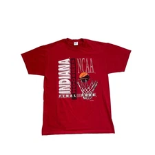 1990s Vintage Indiana Hoosiers NCAA Final Four Basketball T Shirt Size Large Red