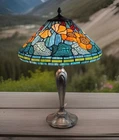 Vintage Bronze Finish Base 24” With Meyda Tiffany Glass Shade